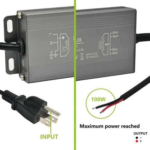 Vista 4 de Controlador de fuente de alimentación LED de 100 W, 100-277 V CA a 12 V CC 8.3 A, convertidor de transformador de salida de bajo voltaje