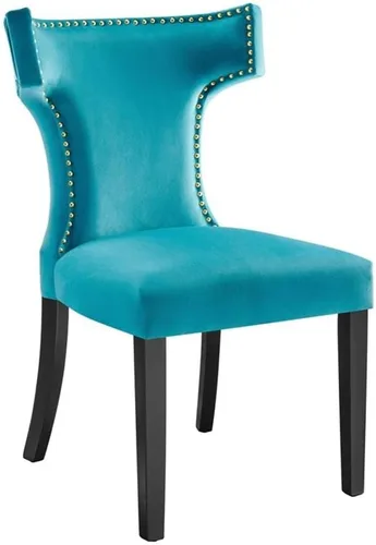 Vista 3 de Modway EEI-5008-BLU - Juego de 2 sillas de comedor de terciopelo de alto rendimiento, color azul