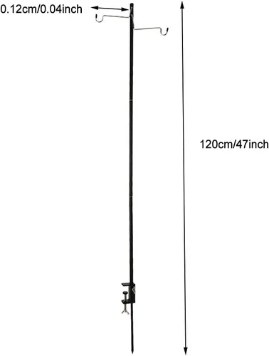 Vista 3 de Soporte para linterna de campamento, aleación de aluminio, colgador de lámpara plegable con bolsa de almacenamiento, poste de lámpara plegable