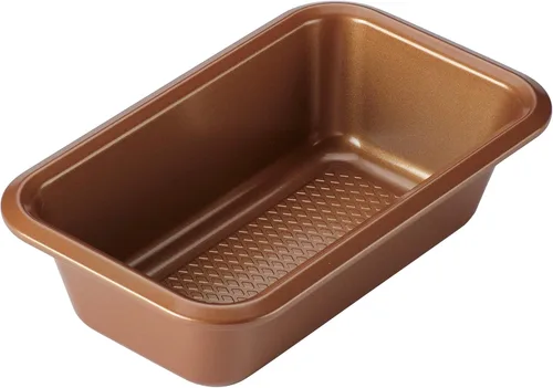 Vista 5 de Ayesha Curry Bakeware - Juego de moldes antiadherentes para pastel de carne/pan, dos de 9 x 5 pulgadas, cobre