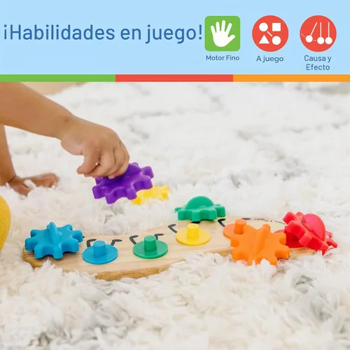 Vista 5 de Juguete de oruga arco iris con 6 engranajes intercambiables de Melissa & Doug