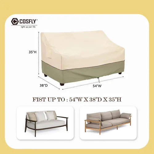 Vista 2 de COSFLY Fundas Impermeables para Sofás de Patio de Muebles de Exterior, Fundas para Sofás de Dos Plazas Exteriores que se Adaptan hasta 54A x 38P x