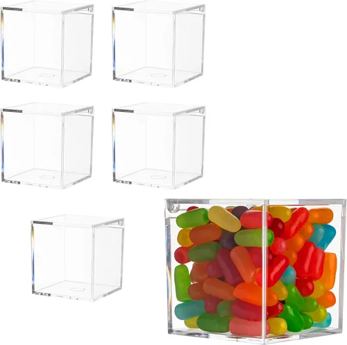 Vista 10 de Hammont Caja de acrílico transparente con tapa con bisagras, pequeño organizador de plástico para oficina, escritorio, maquillaje, manualidades