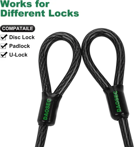 Vista 5 de Cable de seguridad de servicio pesado resistente a cortes de 7 pies x 1/2 pulgada Acero trenzado flexible recubierto de vinilo con extremos