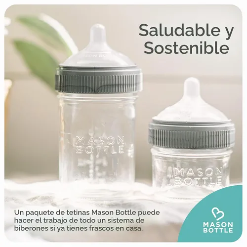Vista 7 de Mason Bottle Tetinas de flujo medio (3 a 6 meses) – Tetinas de silicona para biberón, se adaptan a cualquier tarro Mason de boca regular