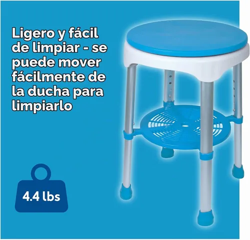Vista 9 de Carex Taburete de baño y taburete de bañera giratorio fácil – Taburete de ducha, asiento de baño giratorio ajustable y silla de ducha para ancianos
