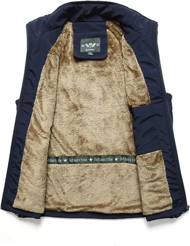Vista 2 de Gihuo Chaleco de forro polar con forro de sherpa para hombre, chaleco de pesca de invierno para viajes