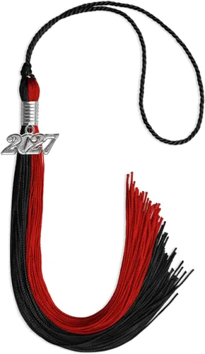 Vista 122 de Endea Graduation Borla de doble color con gota de fecha plateada (negro/oro antiguo, 2025)