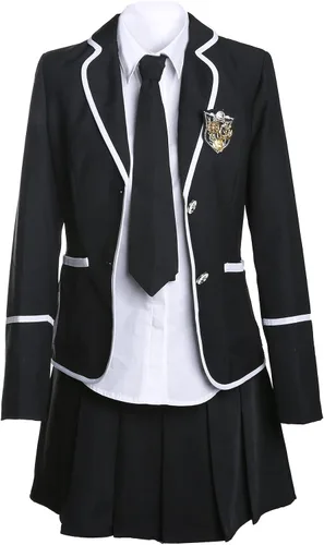 Vista 11 de URSFUR Conjunto de uniforme escolar japonés de estilo británico para mujer, disfraz de cosplay de anime para niña Estilo 1