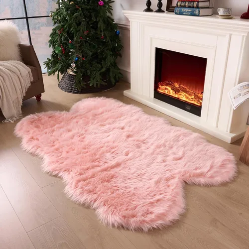 Vista 19 de Alfombra de piel sintética de 2 x 6 pies, color beige, lavable a máquina, súper suave, esponjosa, alfombra de piel de oveja mullida para dormitorio