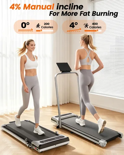 Vista 4 de Walking Pad Treadmill, Folding Treadmill for Home with Handrail& Incline