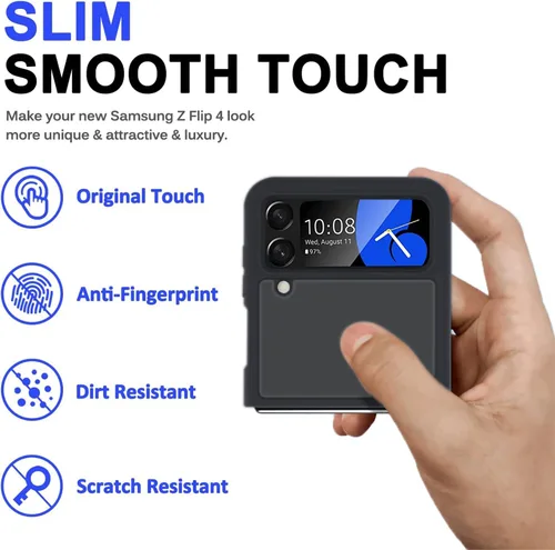 Vista 4 de Miimall Compatible con Samsung Galaxy Z Flip 4, panel de PC translúcido mate antihuellas con borde de TPU suave, funda protectora completa ultrafina