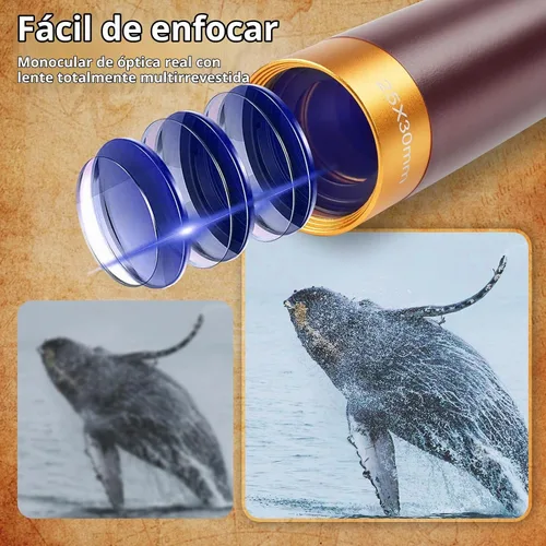 Vista 5 de 25X30 Telescopio pirata Spyglass con sombrero y máscara de ojos