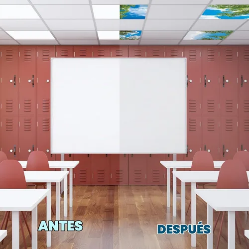 Vista 4 de Amylove 4 Piezas Cubiertas de Luz Fluorescente Paneles de Techo para Aula Filtros de Luz con Material de Película Retroiluminada para Oficina