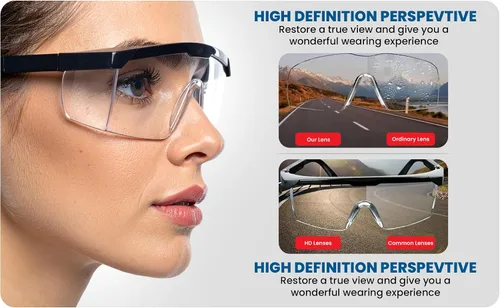 Vista 4 de Paquete de 3 gafas de seguridad antivaho y a prueba de roturas, ANSI Z87.1 y EN 166, resistentes a los rayos UV, gafas de seguridad, marco ancho