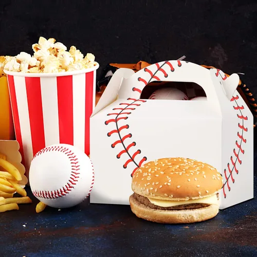 Vista 5 de CCINEE Cajas de regalo de béisbol, 16 unidades, temática deportiva, caja de regalo de fiesta de 6.2 pulgadas, bolsas de cartón para niños, adultos