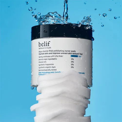 Vista 6 de belif PHA - Almohadillas de tóner 2% – Esmalte facial exfoliante suave para el cuidado de los poros, hidratante y calmante con pantenol y cica