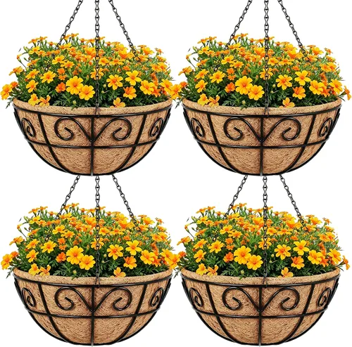 Vista 8 de AMAGABELI GARDEN & HOME Paquete de 2 colgadores colgantes para plantas al aire libre de 10 pulgadas, soportes de metal para colgar en la pared