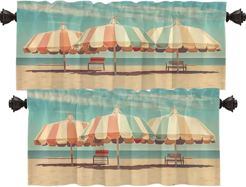 Vista 80 de Shrahala Cortinas de nivel de chakras con mandala beige para ventanas de cocina, paneles de cortina de ventana de mandala multicapa de poliéster
