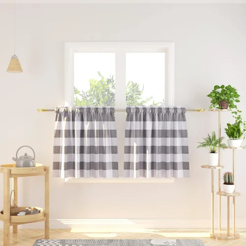 Vista 152 de Cenefas de cortina para ventana de 16 pulgadas de largo, 2 paneles de cuadros búfalo, cortinas pequeñas con bolsillo para barra, estilo clásico