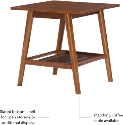Vista 4 de Linon Melissa Mid-Century - Mesa auxiliar de nogal