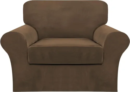 Vista 43 de FantasDecor Fundas de terciopelo para sofá de 2 piezas para sala, con cojín individual, protector elástico de muebles para mascotas, lavable a Negro