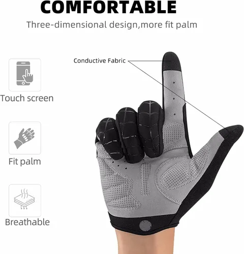 Vista 4 de ROCKBROS Guantes de ciclismo para hombre, guantes de bicicleta de montaña, guantes de bicicleta SBR Pad antideslizante guantes de conducción