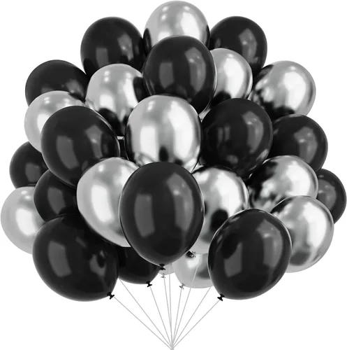 Vista 35 de YMSZ Globos negros y dorados, 67 globos metálicos dorados y negros de 12 pulgadas para cumpleaños, jubilación, graduación, decoración de fiesta
