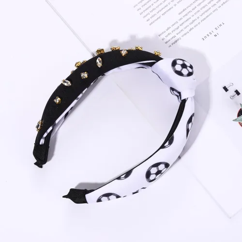 Vista 8 de Diademas para el día del partido, cintillo de fútbol y béisbol para mujer, diadema anudada de cristal con diamantes de imitación adornados con nudo