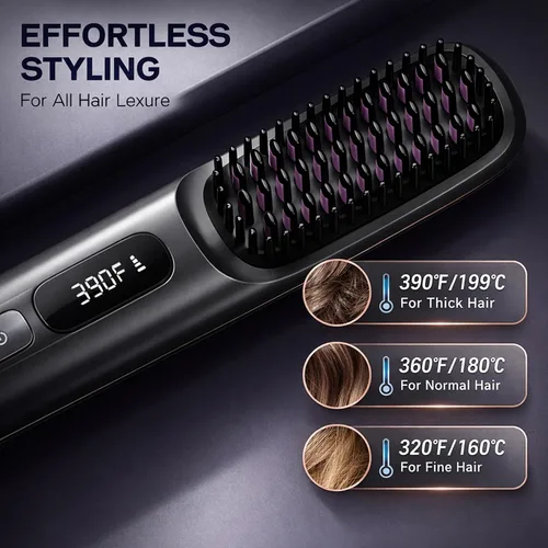 Vista 3 de NUMOYA Go Brush Pro 2026 - Cepillo alisador de cabello inalámbrico portátil para mujer (rosa)