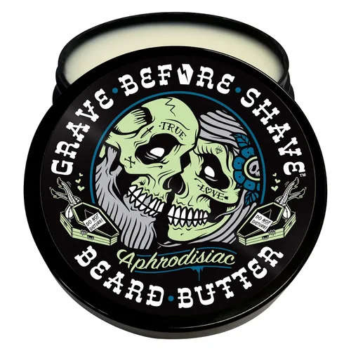 Vista 2 de Grave Before Shave Mantequilla acondicionadora de barba con aroma de cuero/madera de cedro, 4 onzas.