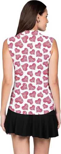 Vista 3 de IBKUL Athleisure Wear - Polo sin mangas con protección solar UPF 50+ Icefil Cooling Scribble Hearts Print 14489