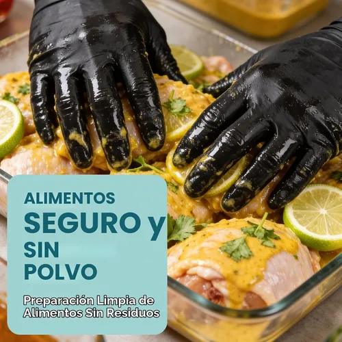 Vista 4 de GUSTO Black Nitrile Gloves - Disposable Heavy Duty 6 Mil