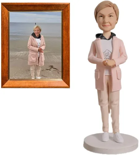 Vista 2 de Novela Figuras de Bobbleheads personalizadas a partir de la imagen para adultos; escultura personalizada totalmente hecha a mano, figura de cabeza