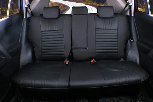 Vista 4 de EKR - Juego completo de fundas de asiento de cuero para automóvil de ajuste personalizado (color negro)