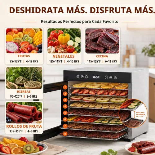 Vista 4 de OSTBA Deshidratador de alimentos con 8 bandejas, secadora de 650 W
