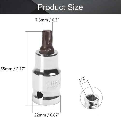 Vista 111 de Utoolmart 1/2" Drive x 0.551 in largo Hex Bit Socket, métrico, S2 y Cr-V acero 1pcs