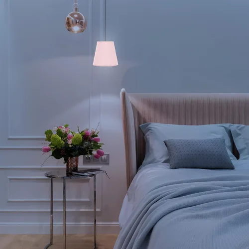 Vista 8 de Pantalla de lámpara pequeña de tela de lino con clip en la bombilla pantalla de tela de repuesto para lámpara de pared, bombillas de vela, color rosa