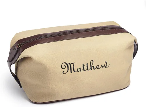 Vista 2 de WEDDINGSTAR Neceser de viaje para hombre - Lona marrón claro, Marrón 1 bolsa, No personalizable