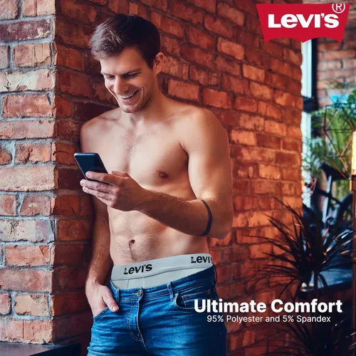Vista 3 de Levi's Calzoncillos tipo bóxer de microfibra para hombre, ultra suaves, paquete de 4