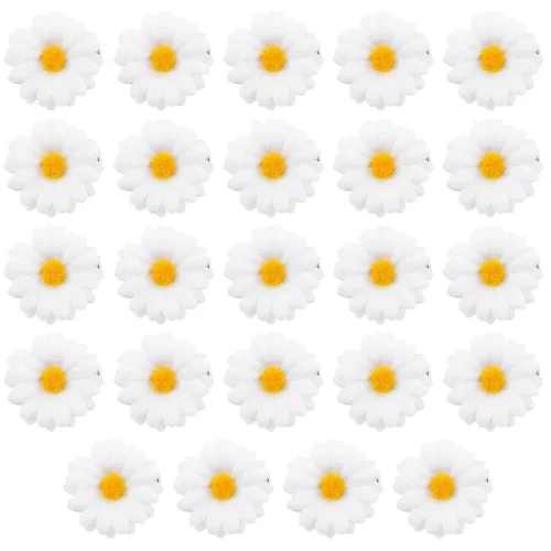Vista 8 de Framendino, Paquete de 12 pinzas de flores con clip de margarita azul, pequeñas horquillas de girasol, accesorios de novia para mujeres y niñas
