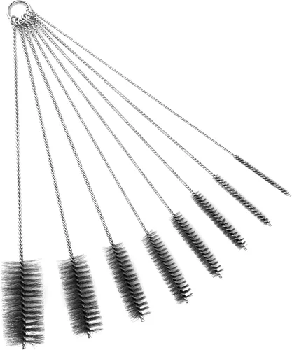 Vista 7 de Juego de cepillos de limpieza de tuberías con cerdas de acero inoxidable, cepillo para botellas de acero inoxidable, paquete variado de 9 piezas
