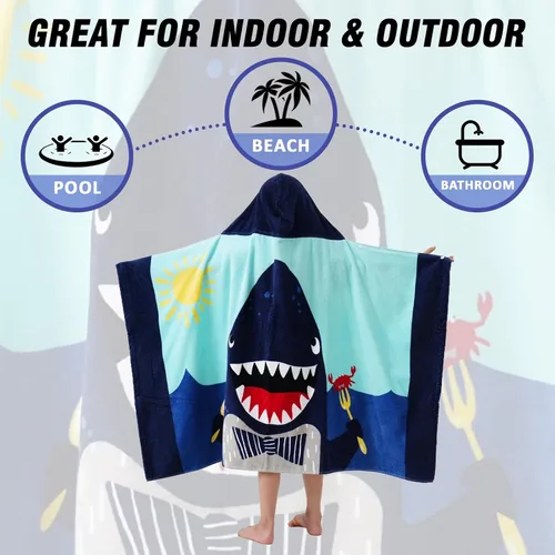 Vista 3 de Toallas de baño para niños Bavilk, toallas para niños con capucha para niñas y niños, para playa, baño, piscina, toallas de natación de 76 × 127 CM