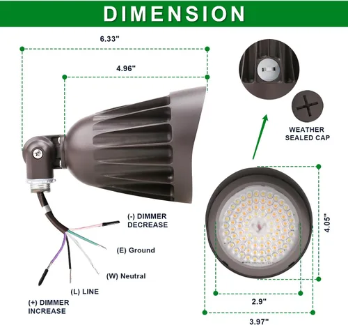 Vista 5 de LED Bullet Spotlight 25W/20W/13W & 3CCT Selectable Landscape Flood Light