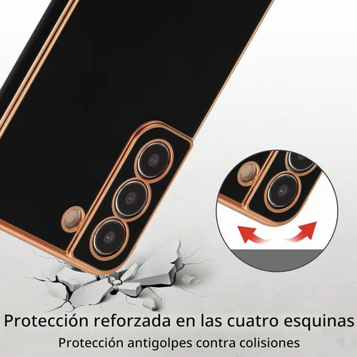 Vista 3 de RALEAVO para Samsung Galaxy S21 5G Funda de teléfono con borde chapado de lujo, cubierta delgada ligera brillante con brillo, cubierta protectora