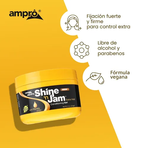 Vista 5 de Gel acondicionador Shine 'n' Jam, fuerza extra, 8 onzas, de Ampro