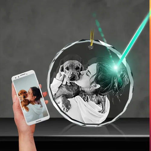 Vista 4 de Adorno de cristal 2D, grabado con láser 3D, imagen de regalo de cumpleaños memorable, personalizado con tu propia foto para hombres, mujeres, mamá