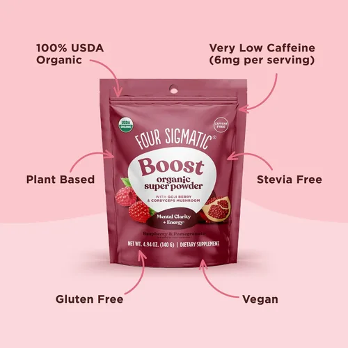 Vista 4 de Four Sigmatic Realiza Super Polvo con Súper Frutas y Antioxidantes Frambuesa Roja - Lata