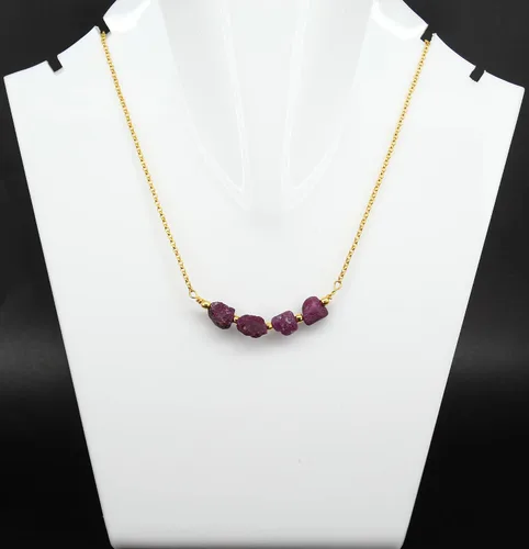 Vista 30 de Gempires Natural Raw Bar Crystals Pendant Necklace Handmade Jewelry 22 inch Adjustable Chain