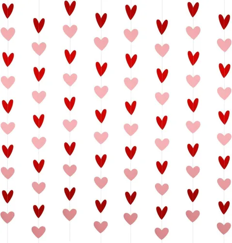 Vista 4 de Cartel rojo de feliz día de San Valentín y decoración de remolinos de corazón colgante de San Valentín para decoración de fiesta de feliz día de San